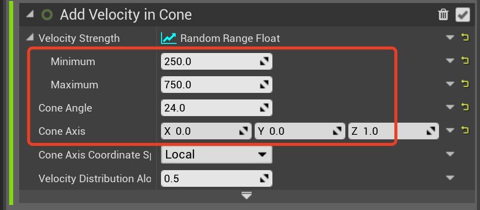 Add Velocity in Cone