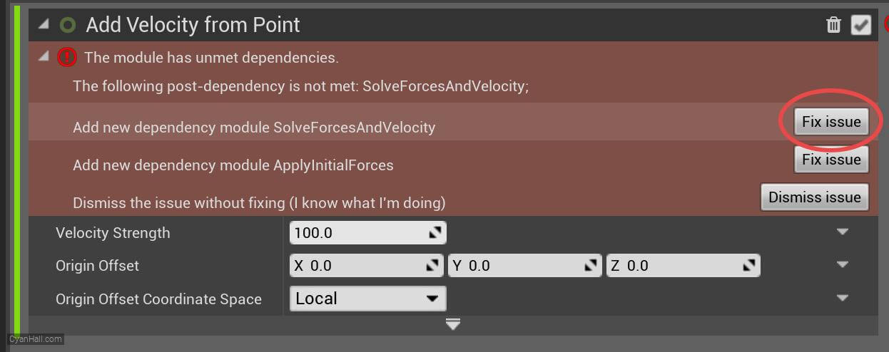 Add Velocity from Point