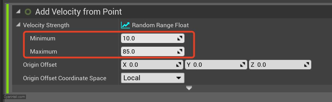 Add Velocity from Point