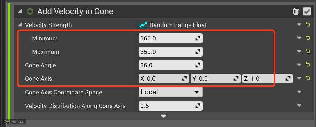 Add Velocity in Cone